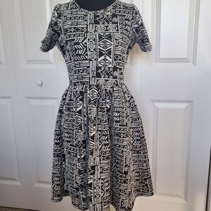 LuLaRoe Black and White A-Line Midi Dress